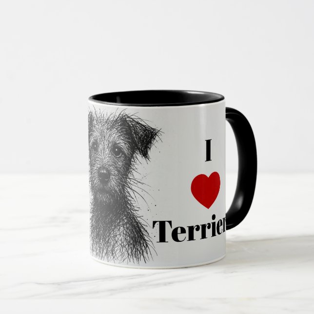 Niedlich gezeichnete Terrier. I Liebe Terriers Per Tasse (VorderseiteRechts)
