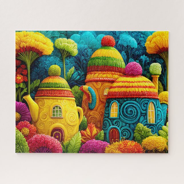 Niedlich gezinkter Fantasy Whimsical Surreal Teapo Puzzle (Horizontal)