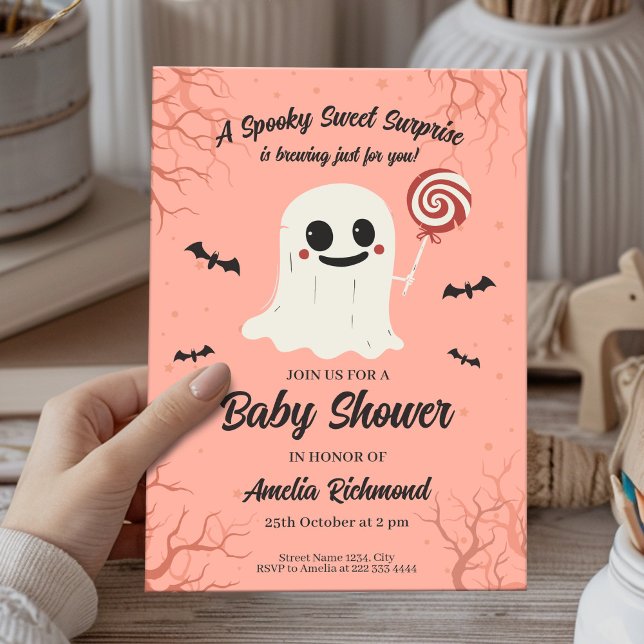 Niedlich Ghost Baby Duschkarte Spooky Sweet Hallow Einladung (Von Creator hochgeladen)