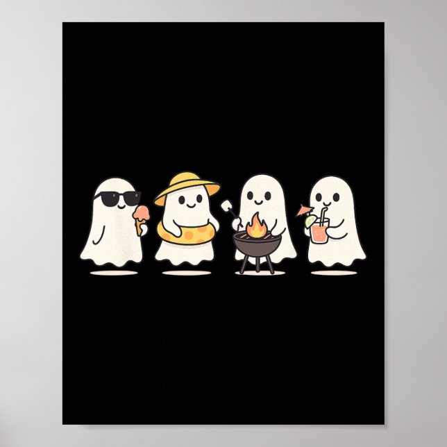 Niedlich Ghost Beach Urlaub SommerHalloween Grille Poster (Vorne)