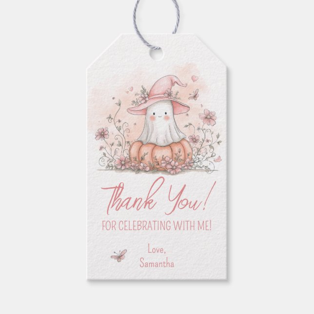 Niedlich Ghost Birthday Vielen Dank Geschenkanhänger (Vorderseite)