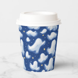 Niedlich Ghost Blue White Halloween Night Watercol Pappbecher