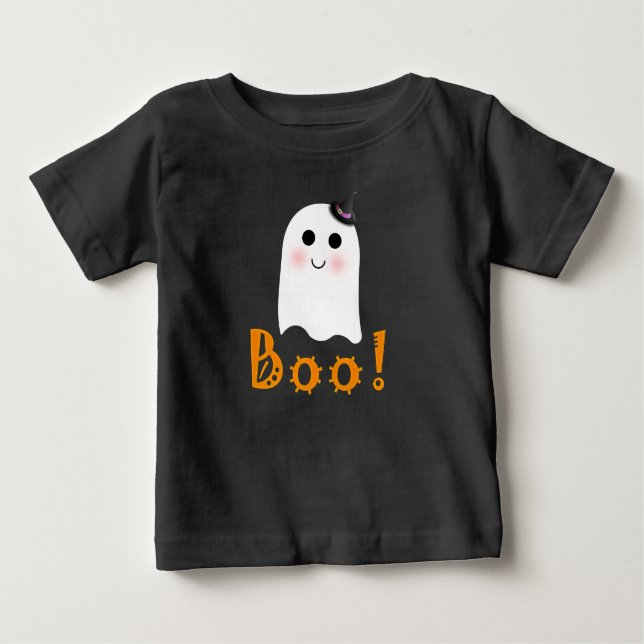 Niedlich Ghost Boo Happy Halloween Baby Shirt (Vorderseite)