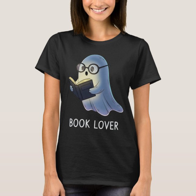 Niedlich Ghost Book Lover T - Shirt | Funny Nerdy  (Vorderseite)