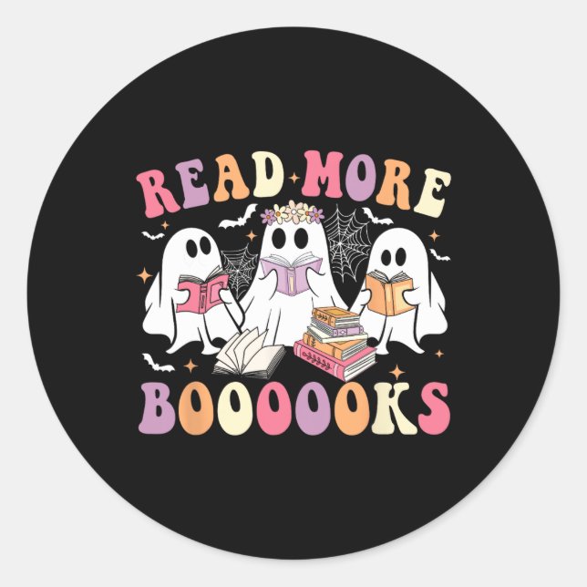 Niedlich Ghost Book Read more Bücher Funny Teacher Runder Aufkleber (Vorderseite)
