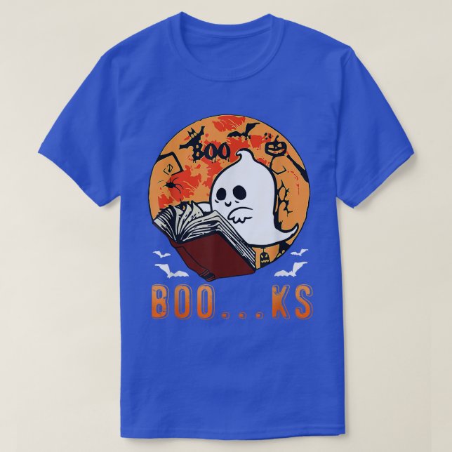 Niedlich Ghost Book Reading Halloween Lehrer Funny T-Shirt (Design vorne)
