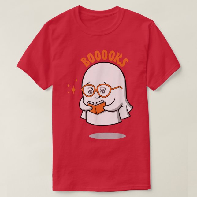 Niedlich Ghost Book Reading Halloween Lehrer Kinde T-Shirt (Design vorne)