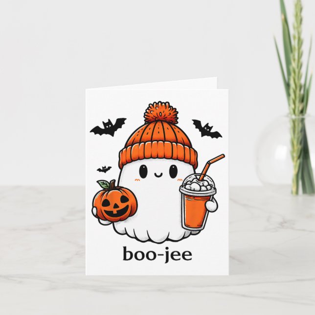 Niedlich Ghost Bougie Ghost Boo-jee Halloween Karte (Vorderseite)