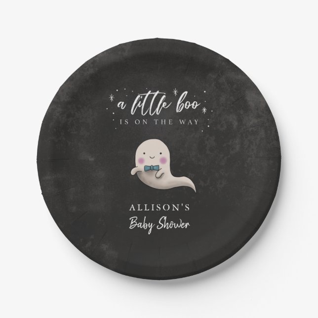 Niedlich Ghost Bow Krawatte Little Boo Baby Dusche Pappteller (Vorderseite)