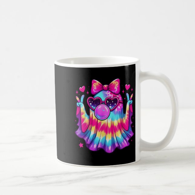 Niedlich Ghost Bubble Gum Coquette Bow Halloween C Kaffeetasse (Rechts)