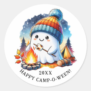 Niedlich Ghost Camping Halloween Happy Camp-o-ween Runder Aufkleber