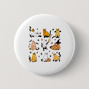 Niedlich Ghost Cat Funny Halloween Outfit Kostüme Button