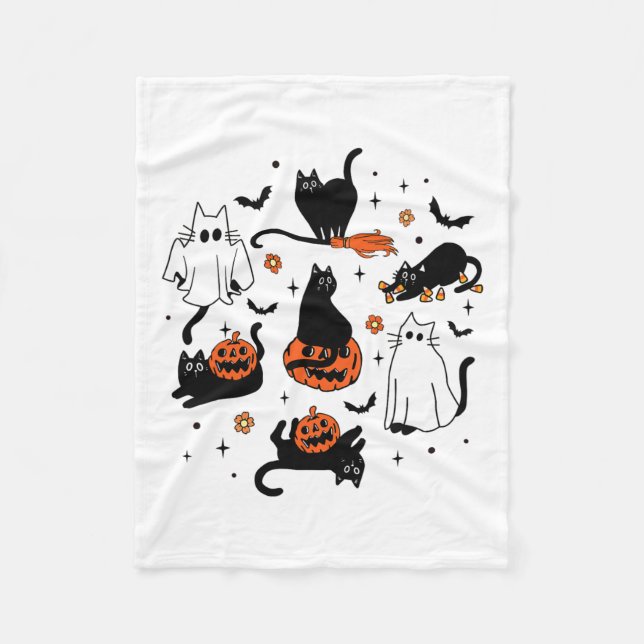 Niedlich Ghost Cat Funny Halloween Outfit Kostüme  Fleecedecke (Vorderseite)