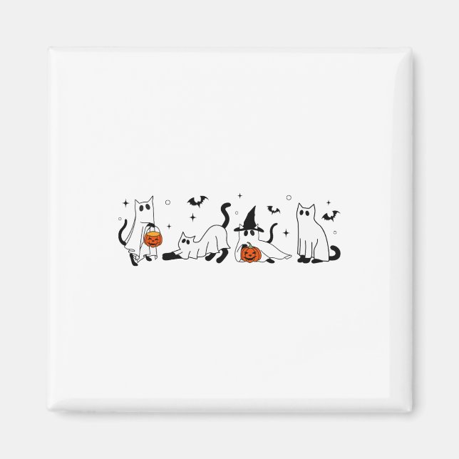 Niedlich Ghost Cat Funny Halloween Outfit Kostüme  Magnet (Vorne)