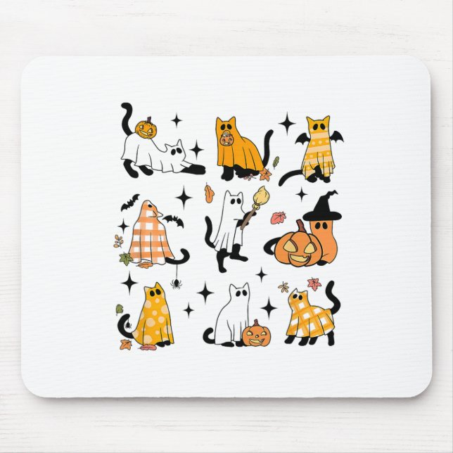 Niedlich Ghost Cat Funny Halloween Outfit Kostüme  Mousepad (Vorne)