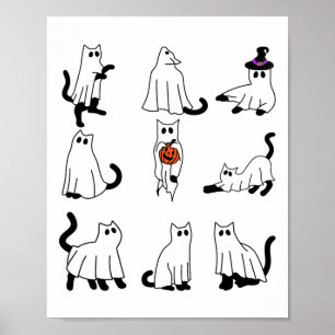 Niedlich Ghost Cat Funny Halloween Outfit Kostüme  Poster
