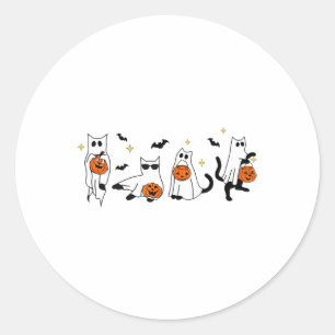 Niedlich Ghost Cat Funny Halloween Outfit Kostüme Runder Aufkleber