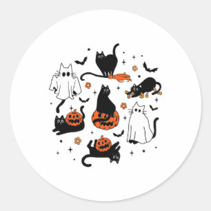Niedlich Ghost Cat Funny Halloween Outfit Kostüme Runder Aufkleber
