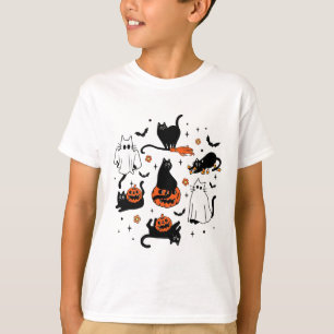 Niedlich Ghost Cat Funny Halloween Outfit Kostüme  T-Shirt