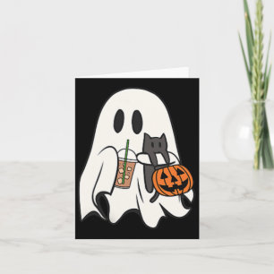 Niedlich Ghost Cat Iced Kaffee Spooky Jahreszeit H Karte
