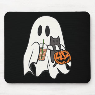 Niedlich Ghost Cat Iced Kaffee Spooky Jahreszeit H Mousepad