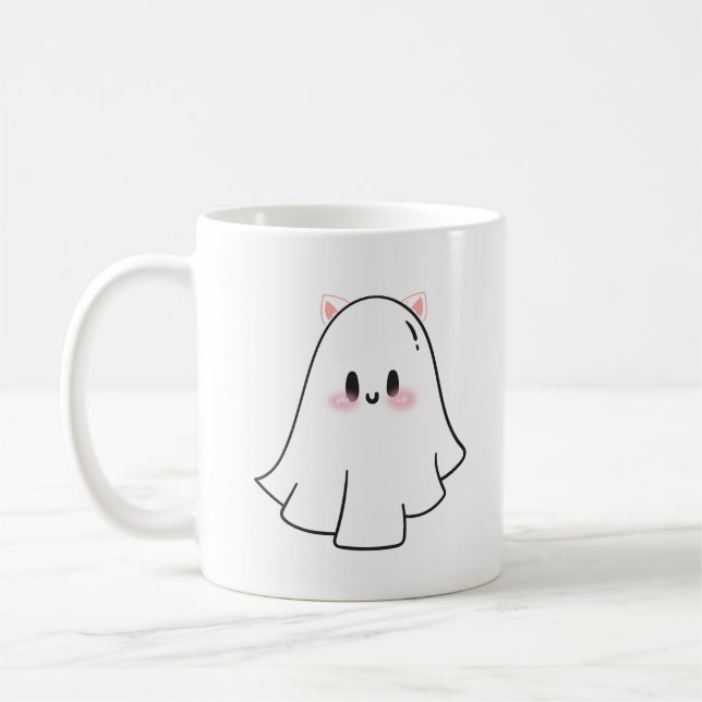Niedlich Ghost Cat Kaffeetasse (Links)
