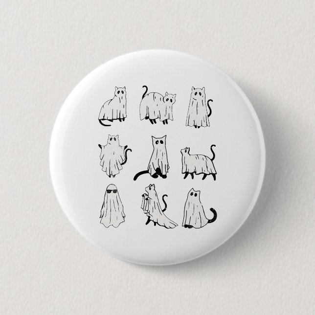 Niedlich Ghost Cat Weihnachtsstimmung Kostüme Button (Vorderseite)