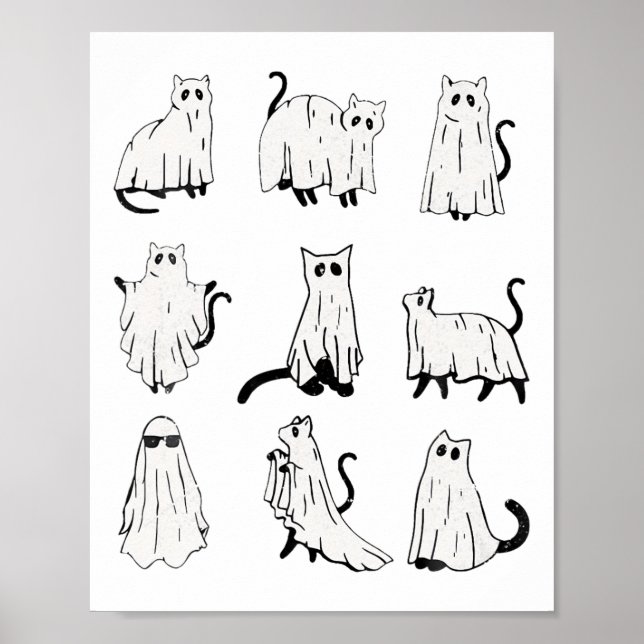Niedlich Ghost Cat Weihnachtsstimmung Kostüme Poster (Vorne)