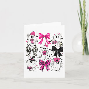 Niedlich Ghost Coquette Ästhetik Pink Bows Spooky Karte