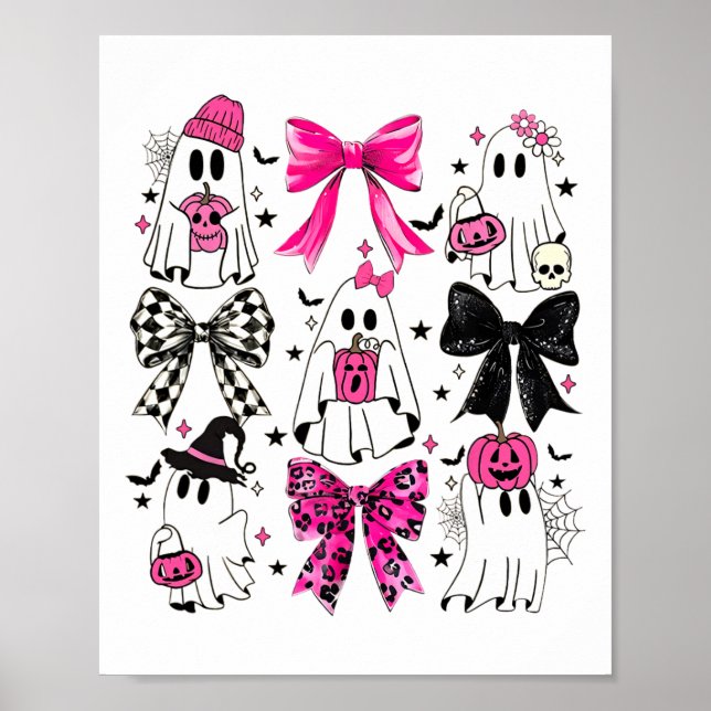 Niedlich Ghost Coquette Ästhetik Pink Bows Spooky  Poster (Vorne)