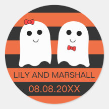 Niedlich Ghost Couple Halloween-Hochzeitsticker-Si
