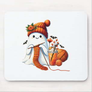 Niedlich Ghost Crochet Knitting Liebhaber Hallowee Mousepad