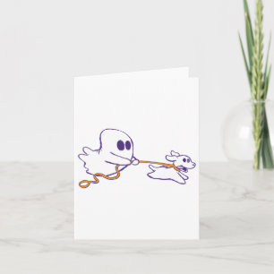 Niedlich Ghost Dog Walker Graphic Halloween Kostüm Karte