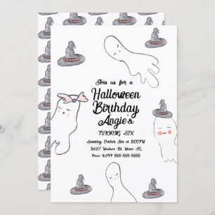 Niedlich Ghost Doodle Halloween Hexenhut Geburtsta Einladung