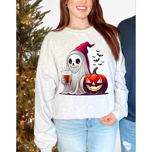 Niedlich Ghost Drink Eiskaffee Halloween Pumpkin T-Shirt (Von Creator hochgeladen)