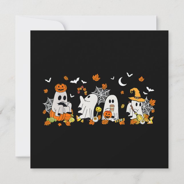 Niedlich Ghost Drink Kaffee Halloween Fall Ghost B Einladung (Vorderseite)