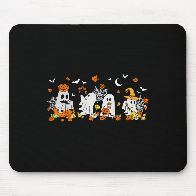 Niedlich Ghost Drink Kaffee Halloween Fall Ghost B Mousepad (Vorne)