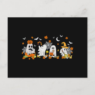 Niedlich Ghost Drink Kaffee Halloween Fall Ghost B Postkarte