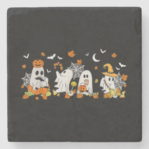 Niedlich Ghost Drink Kaffee Halloween Fall Ghost B Steinuntersetzer