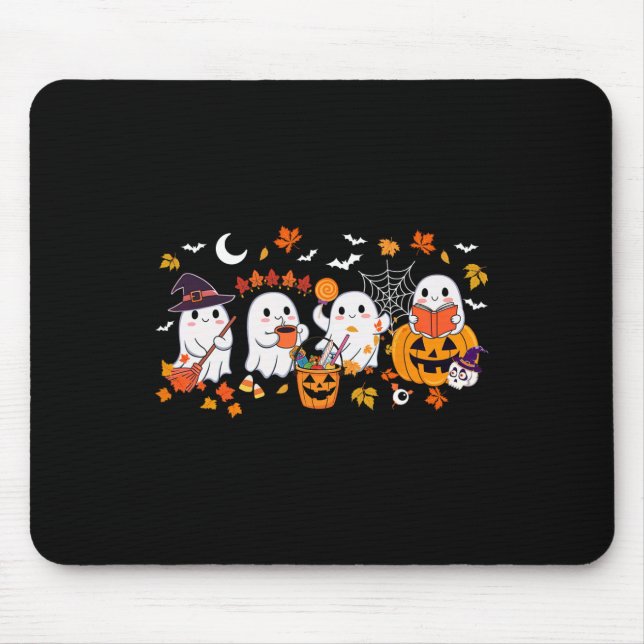 Niedlich Ghost Drink Kaffee Halloween Ghost Fall B Mousepad (Vorne)