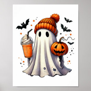 Niedlich Ghost Drink Kaffee Halloween Ghost Ice Co Poster