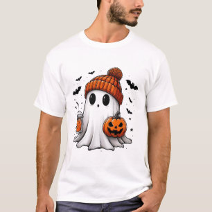 Niedlich Ghost Drink Kaffee Halloween Ghost Ice Co T-Shirt