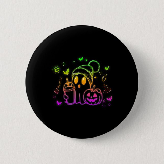 Niedlich Ghost Drink Kaffee Halloween Ghost-Kaffee Button (Vorderseite)