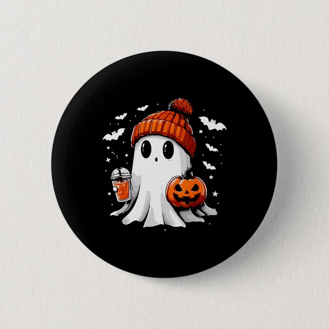 Niedlich Ghost Drink Kaffee Halloween Ghost-Kaffee Button (Vorderseite)