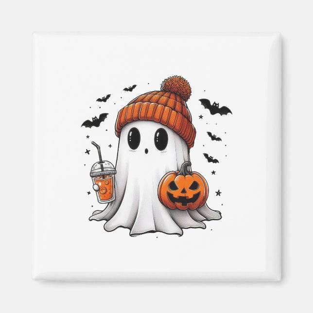 Niedlich Ghost Drink Kaffee Halloween Ghost-Kaffee Magnet (Vorne)