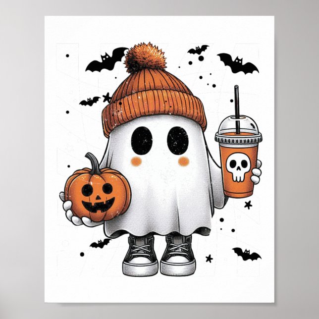 Niedlich Ghost Drink Kaffee Halloween Ghost-Kaffee Poster (Vorne)