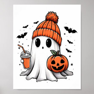 Niedlich Ghost Drink Kaffee Halloween Ghost-Kaffee Poster