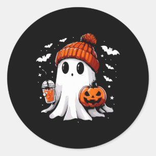 Niedlich Ghost Drink Kaffee Halloween Ghost-Kaffee Runder Aufkleber