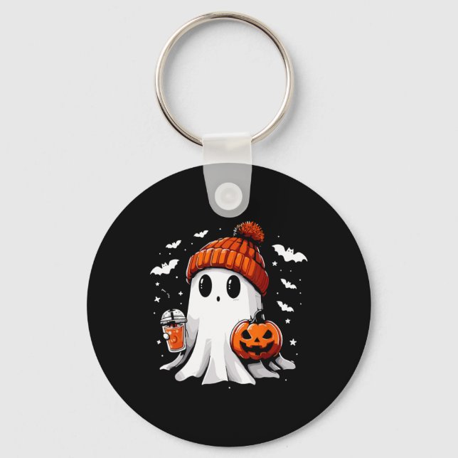 Niedlich Ghost Drink Kaffee Halloween Ghost-Kaffee Schlüsselanhänger (Vorderseite)