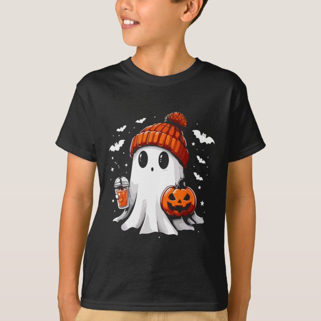 Niedlich Ghost Drink Kaffee Halloween Ghost-Kaffee T-Shirt (Vorderseite)